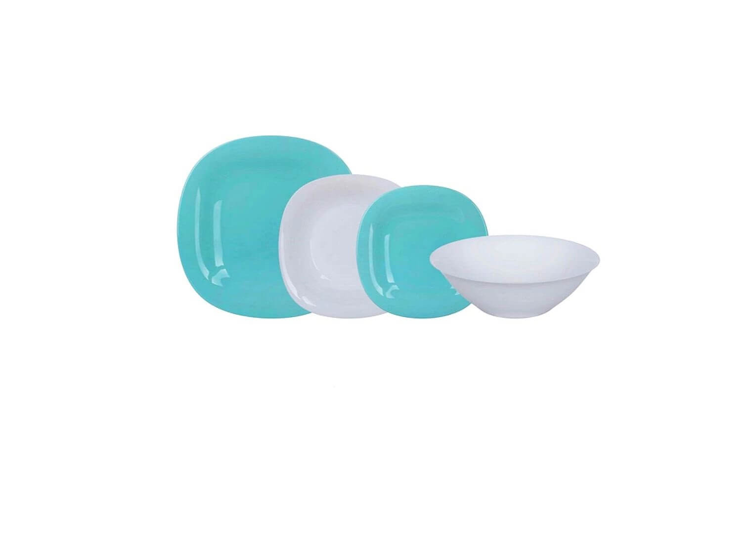 Set serviciu de masa Luminarc Carine, 19 piese, Turquoise&White