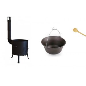 Set ceaun fonta 15lit. cu soba 36cm si lingura de lemn 40cm