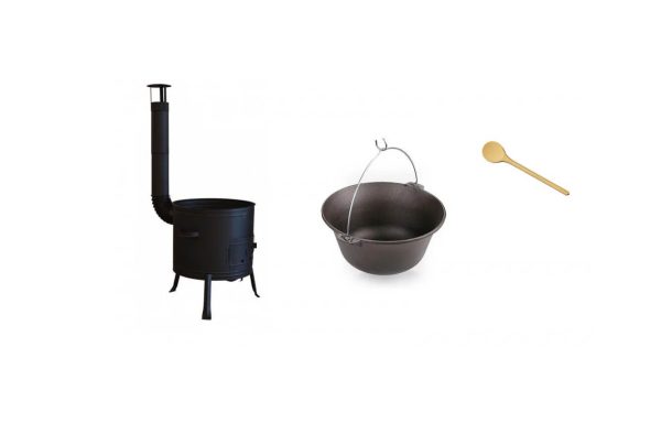 Set ceaun fonta 22lit. cu soba 39cm si lingura de lemn 50cm