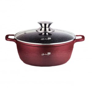 Cratita antiaderenta cu capac sticla 20cm burgundy