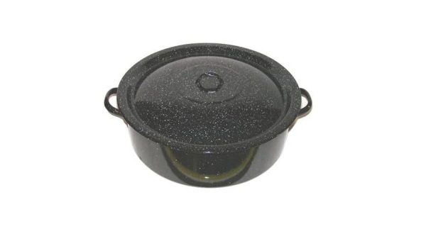 Cratita emailata cu capac 40l neagra