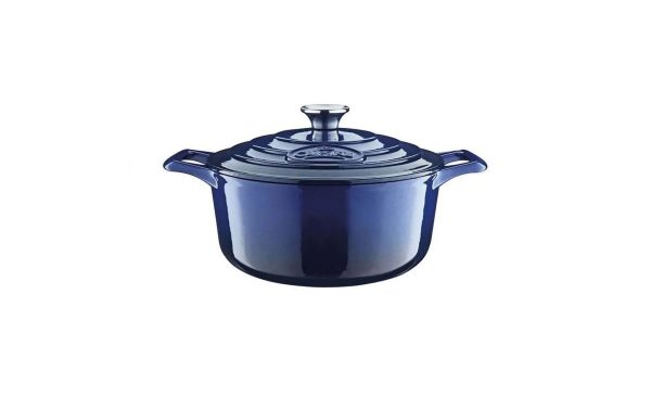 Cratita fonta emailata antiaderenta cu capac 26cm Blue - imagine 2