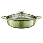 Cratita fonta emailata cu capac 28cm Green