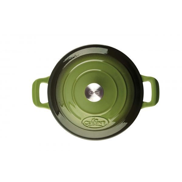 Cratita fonta emailata cu capac 28cm Green