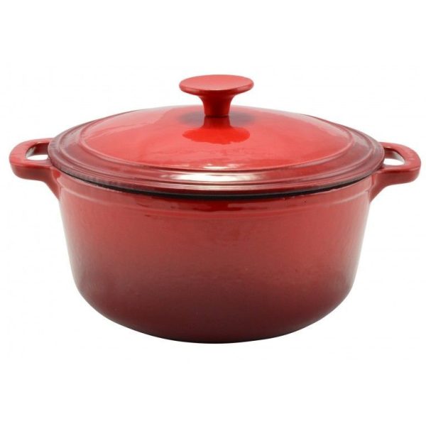 Cratita fonta emailata cu capac 24cm rosu - imagine 2