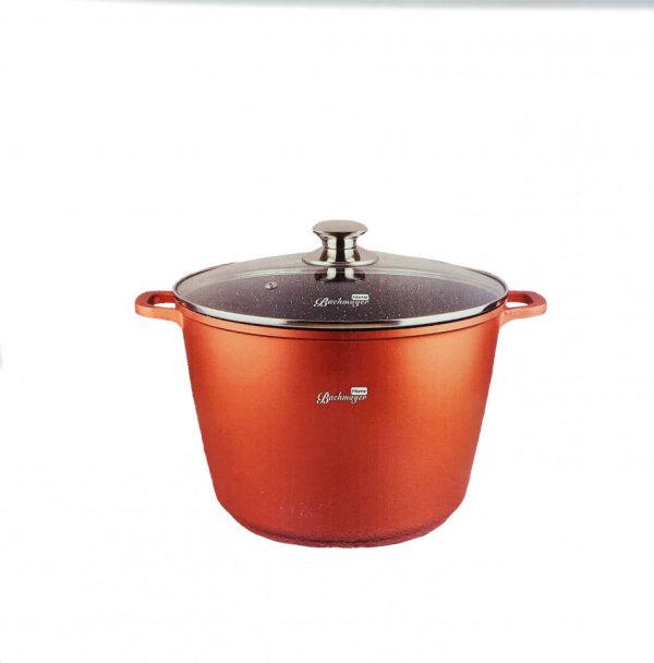 Oala acoperita cu marmura si capac sticla 24cm bronz