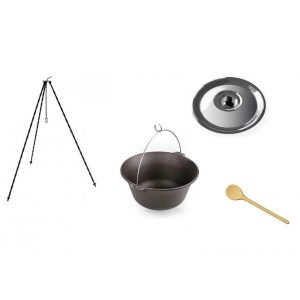 Set ceaun fonta 15lit. cu suport 1,2m, lingura de lemn 40cm si capac