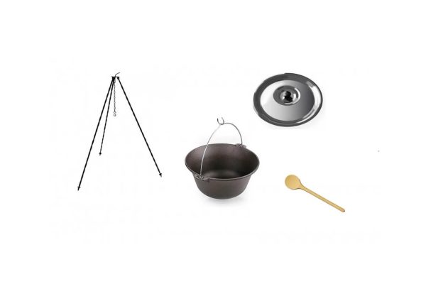 Set ceaun fonta 10,8lit. cu suport 1,2m, lingura de lemn 40cm si capac
