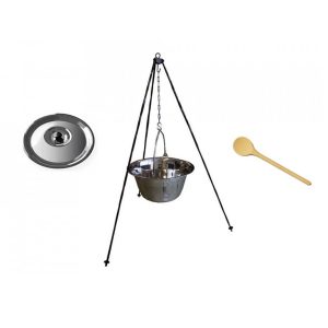 Set ceaun inox 20lit. tip gros cu suport 1,2m, lingura de lemn 50cm si capac