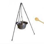 Set ceaun inox 15lit. tip gros cu suport 1,2m si lingura de lemn 40cm