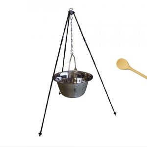 Set ceaun inox 6lit. tip gros cu suport 1,2m si lingura de lemn 40cm