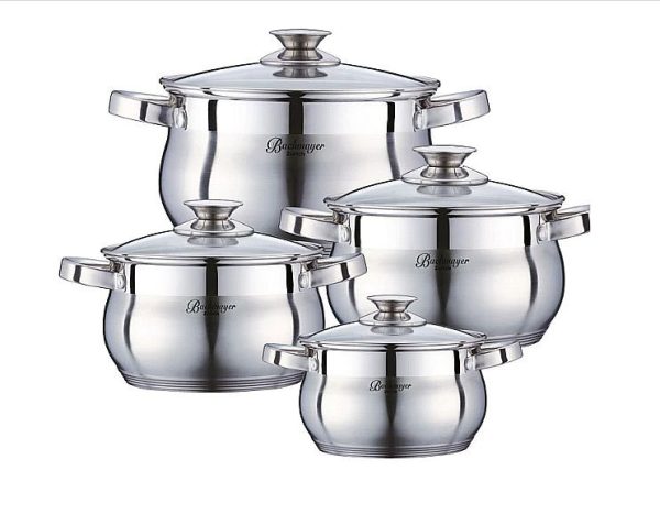Set cratita de gatit inox cu capac sticla 4buc.