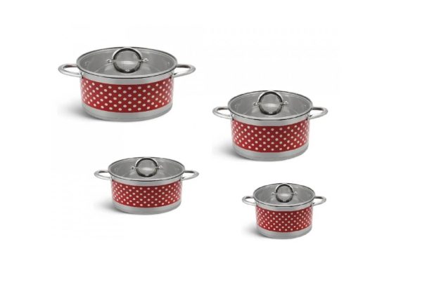 Set oale de gatit inox cu capac sticla 4buc