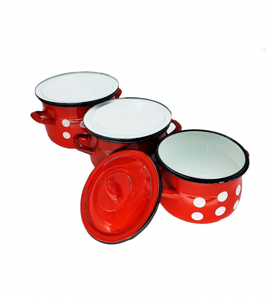 Set semioala bombat emailat cu buline 3buc.