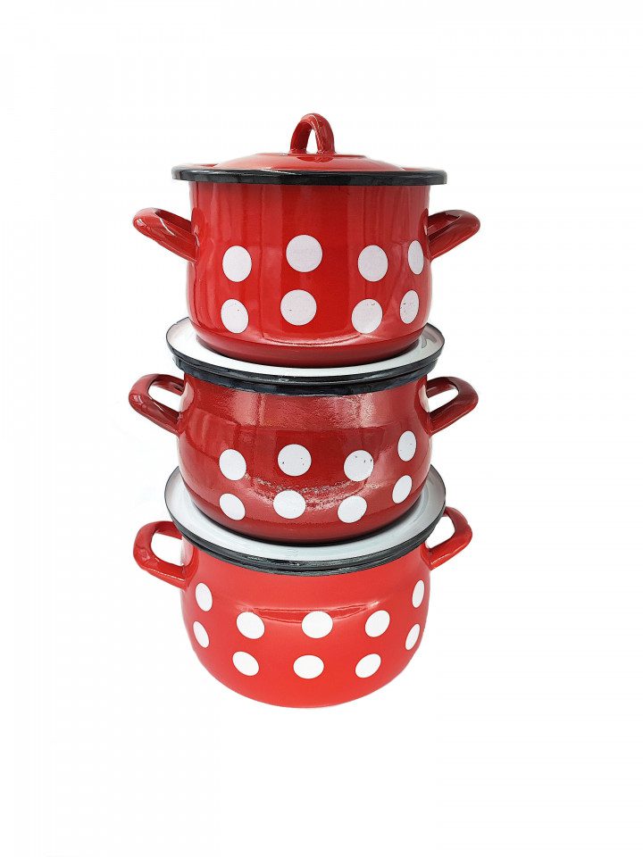 Set semioala bombat emailat cu buline 3buc.