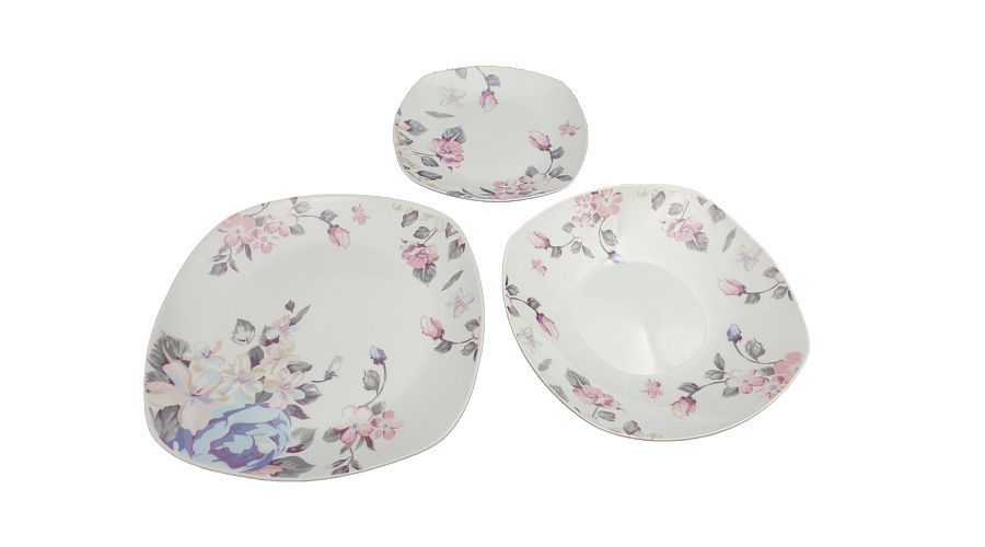 Set serviciu masa portelan 18buc Homefavour patrat flori lila