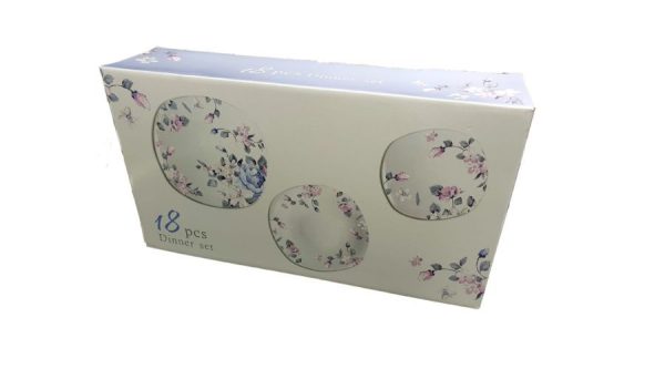 Set serviciu masa portelan 18buc Homefavour patrat flori lila