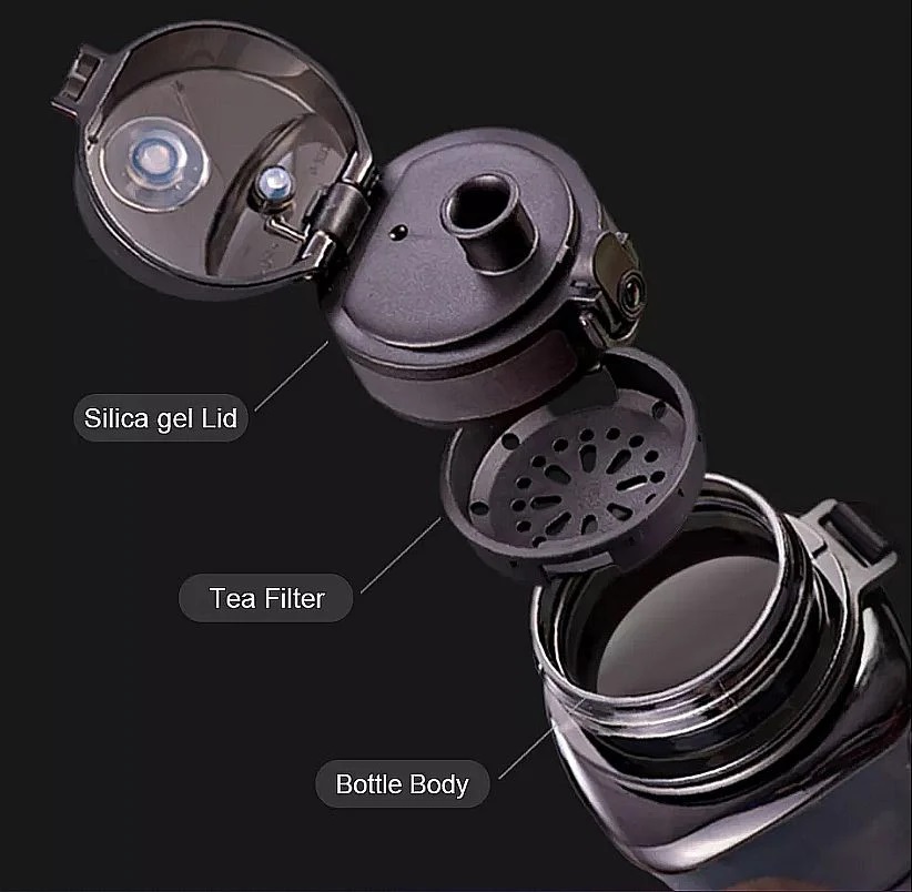 Sticla apa Uzspace Tritan fara BPA cu capac 650ml gri