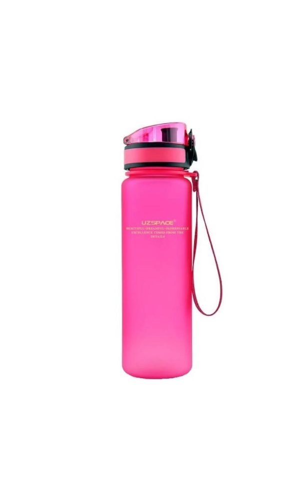 Sticla apa Uzspace Tritan, fara BPA cu capac 650ml roz