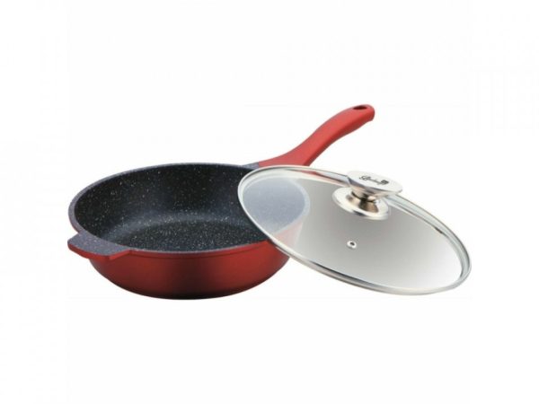 Tigaie adanca antiaderenta cu capac 28cm burgundy