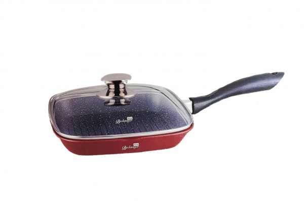 Tigaie grill antiaderenta cu maner 28*28cm burgundy