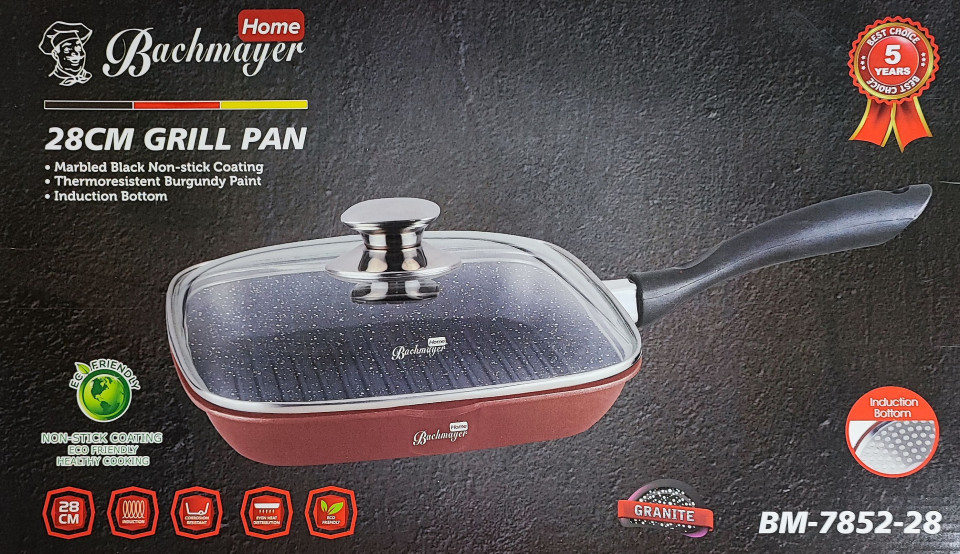 Tigaie grill antiaderenta cu maner 28*28cm burgundy