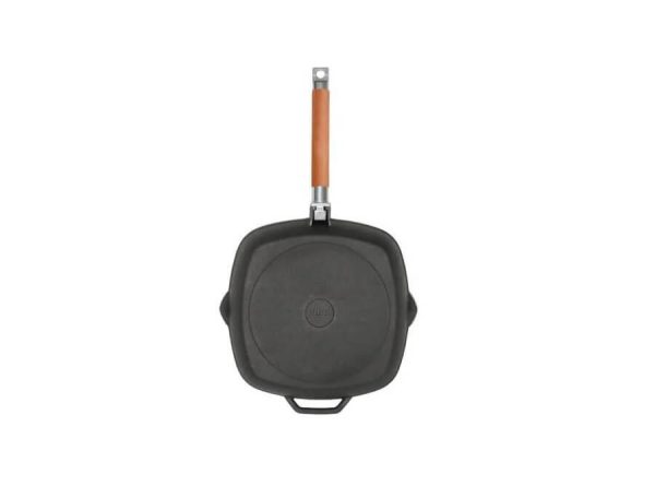 Tigaie-grill fonta cu maner lemn detasabil 28*28cm - imagine 2