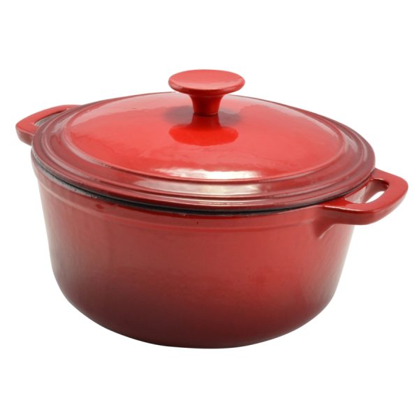 Cratita fonta emailata 28cm rosu cu capac - imagine 2