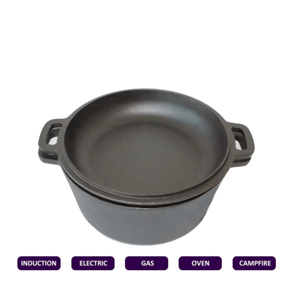Cratita fonta cu capac fonta 26cm - imagine 2