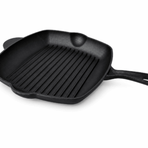Tigaie grill din fontă cu cioc, tratată, 26 x 26 cm