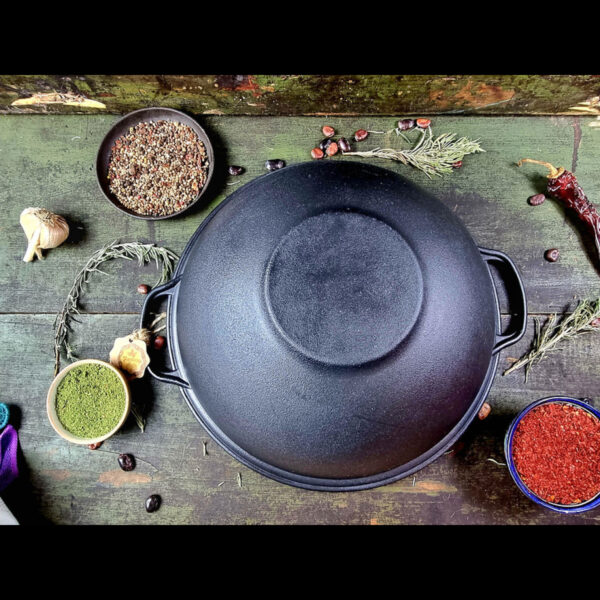 Wok din fontă cu capac, 8 litri, 34 cm - imagine 3