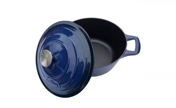 Cratita fonta emailata antiaderenta cu capac 28cm Blue