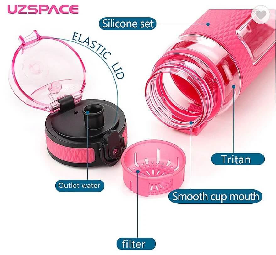 Sticla apa Uzspace Sport Tritan, fara BPA cu capac 800ml verde