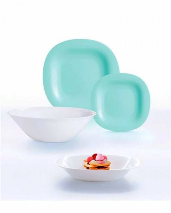 Set serviciu de masa Luminarc Carine, 19 piese, Turquoise&White Resigilat