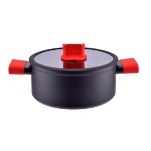 Cratita cu pereti grosi din aluminiu antiaderent cu inductie si capac de sticla 24cm 5L Straight Line