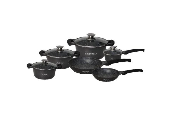 Set de vase Cheffinger 10 bucati cu strat antiaderent Black
