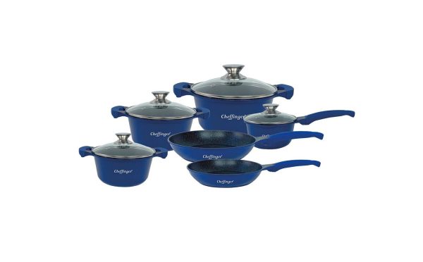 Set de vase Cheffinger 10 bucati cu strat antiaderent Blue