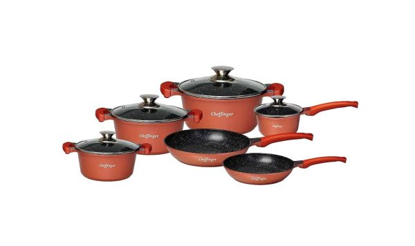 Set de vase Cheffinger 10 bucati cu strat antiaderent Gold