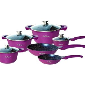 Set de vase Cheffinger 10 bucati cu strat antiaderent Purple
