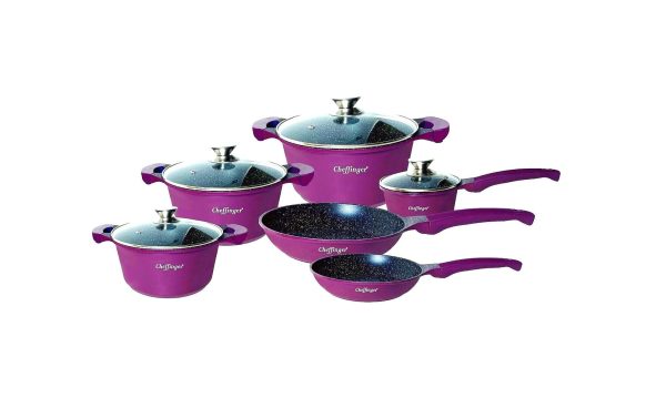 Set de vase Cheffinger 10 bucati cu strat antiaderent Purple