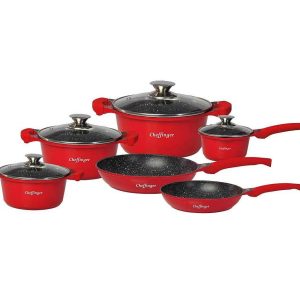 Set de vase Cheffinger 10 bucati cu strat antiaderent Red