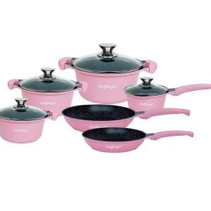 Set de vase Cheffinger 10 bucati cu strat antiaderent Pink