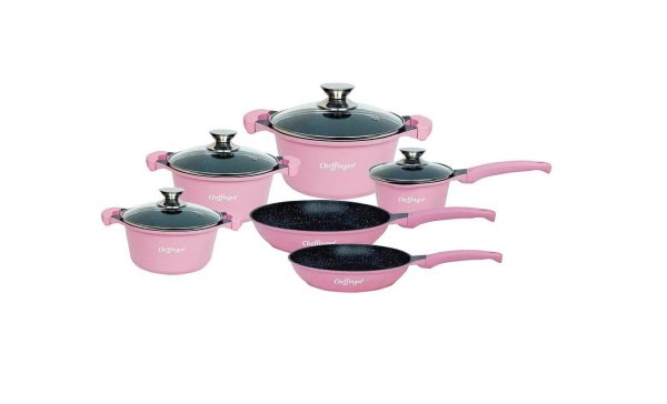Set de vase Cheffinger 10 bucati cu strat antiaderent Pink