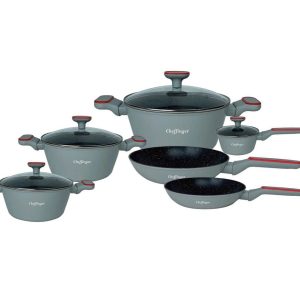 Set de vase Cheffinger 10 bucati cu strat antiaderent Grey