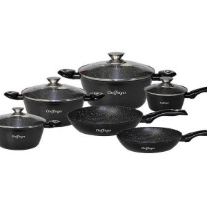 Set de vase Cheffinger 10 bucati cu strat antiaderent Negru