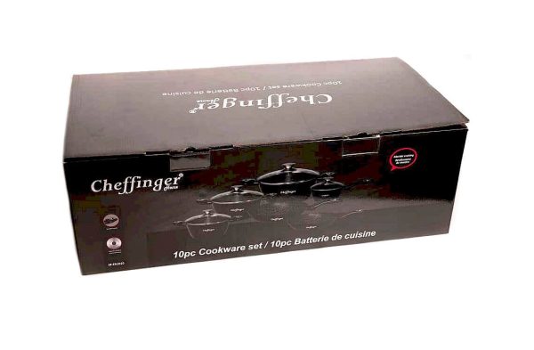 Set de vase Cheffinger 10 bucati cu strat antiaderent Negru - imagine 4