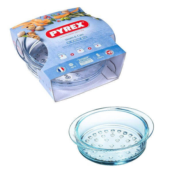 Vas rotund pentru gatit la aburi sticla termorezistenta 24cm, 4l Pyrex