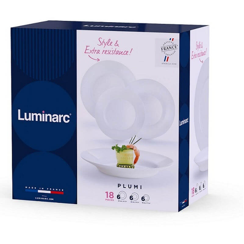 Serviciu de masa Luminarc Plumi 18 piese alb