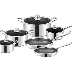 Set de vase de gătit din oțel inoxidabil cu acoperire antiaderentă 10buc. Cheffinger