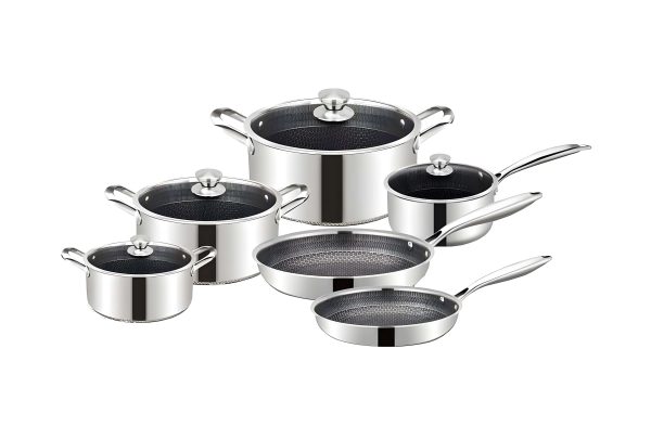 Set de vase de gătit din oțel inoxidabil cu acoperire antiaderentă 10buc. Cheffinger